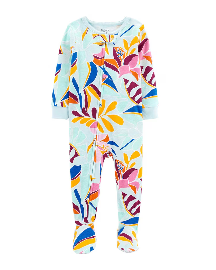 Macacão pijama infantil floral azul |