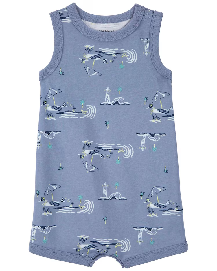 Macaquinho bebê com ondas azul |