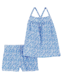 Conjunto curto infantil 2 peças verão floral azul |