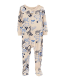 Macacão pijama infantil animais pezinho bege |