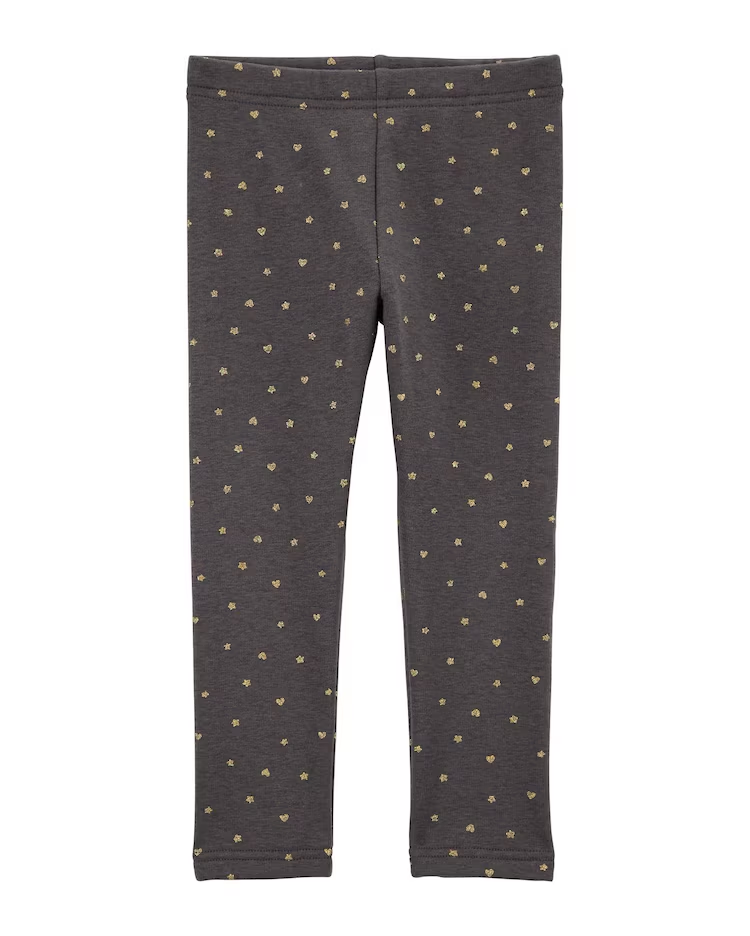 Calça legging infantil estrelas barra peluciada cinza |